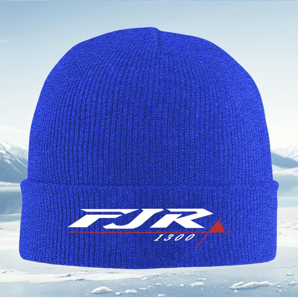 White FJR logo 1300 design red bar black background Men Women Unisex Knitted Hat Beanie Pullover Cap Winter Thermal Warm Christm