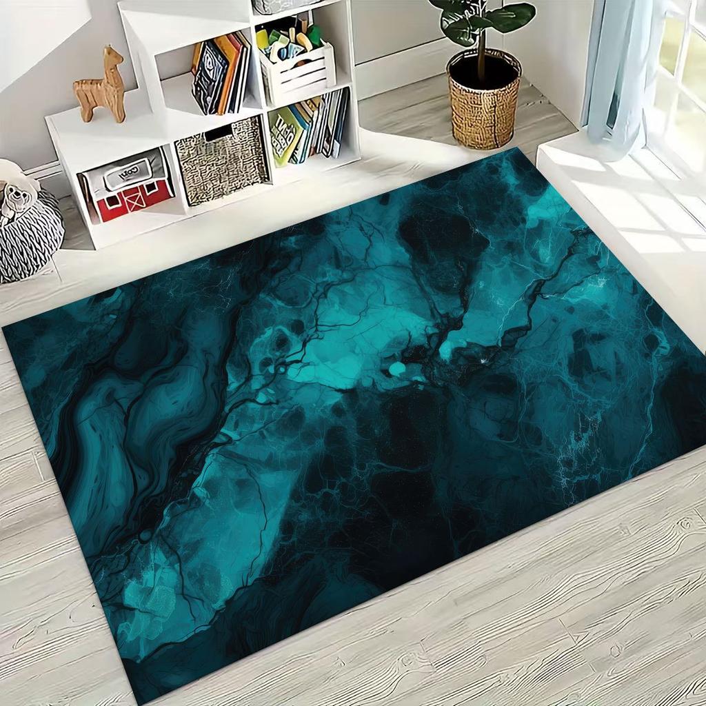 2026 Luxurious Marble Black Green Gold Colorful Stone Texture Rug for Bedroom Living Room Sofa Home Doormat Decor,Non-slip Mat