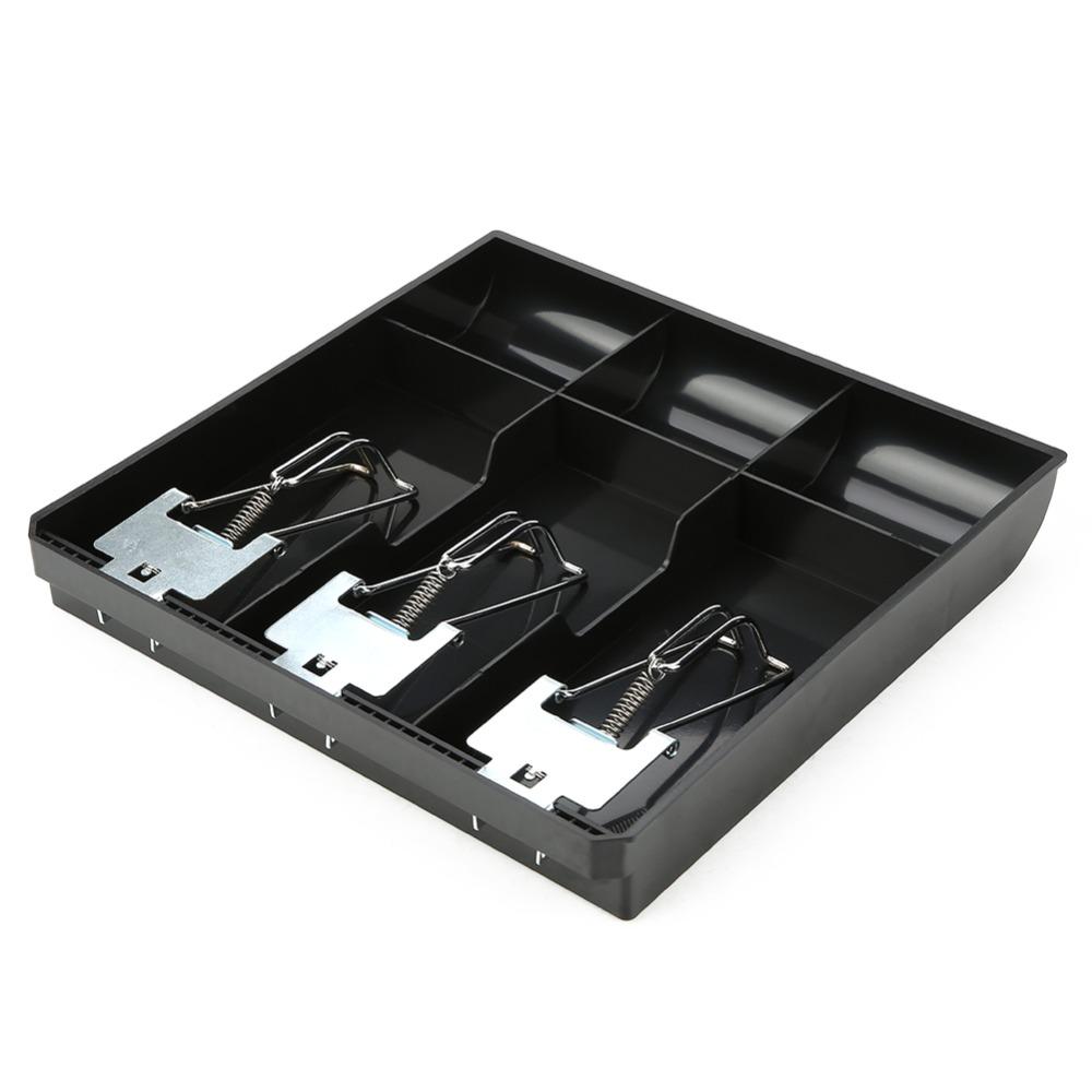 Black ABS Plastic Cash Register Insert Tray Metal Clip Money Tray Cash Drawer Insert Tray  Store