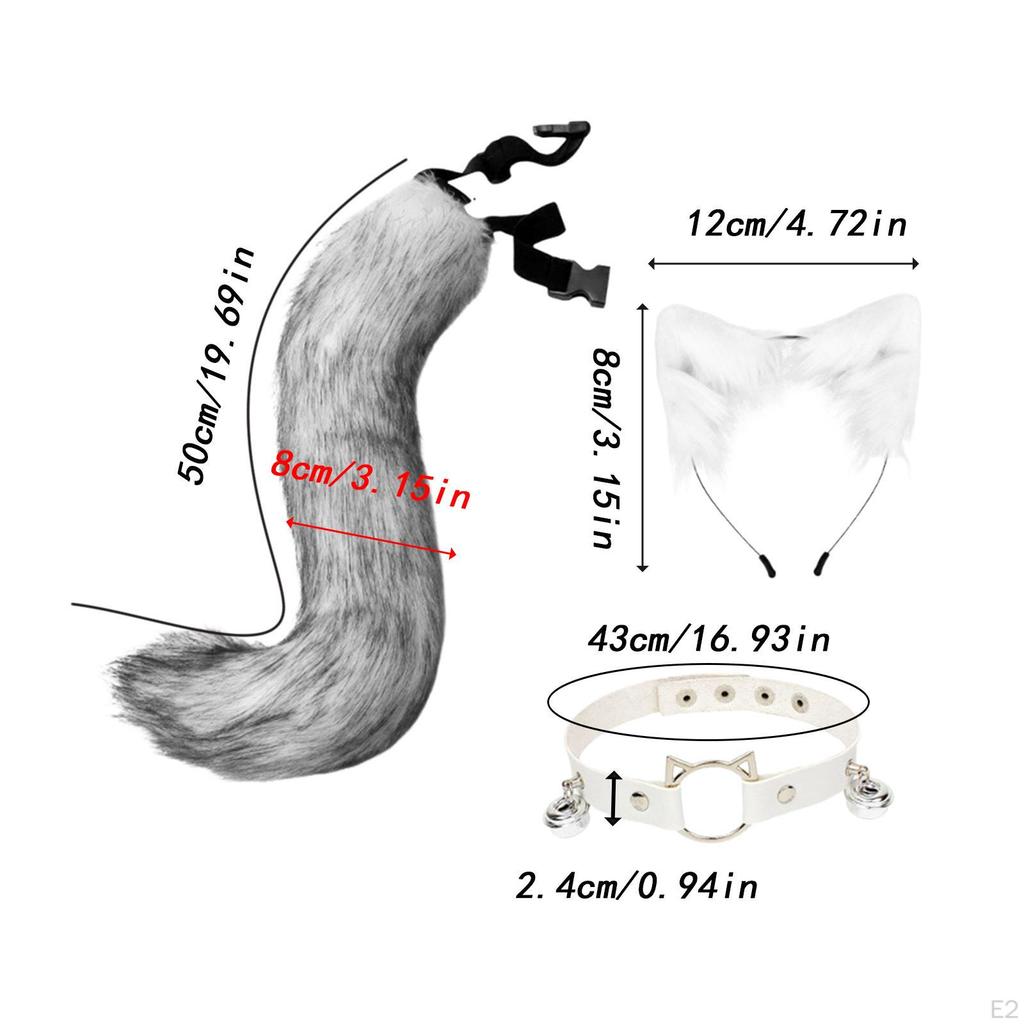 Cat Ears Headband and Tail Set Cosplay for Stage Show Carnivals Party
