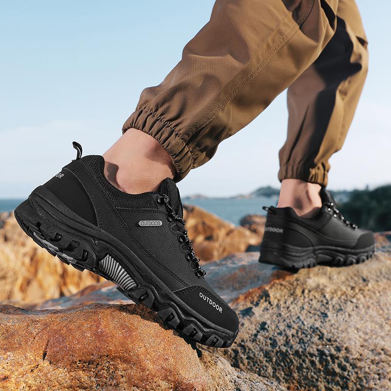 PU Leather Hiking Shoes Anti-collision Outdoor Sneakers Men's Waterproof Climbing Sports Shoes Anti-slip Camping Trekking Shoes