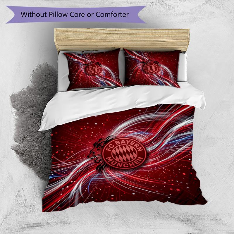Bayern Munich Pattern Printed 3PCS Bedding Set Soft Skin-Friendly Washable Duvet Cover & Pillowcases Set All Season Bedroom