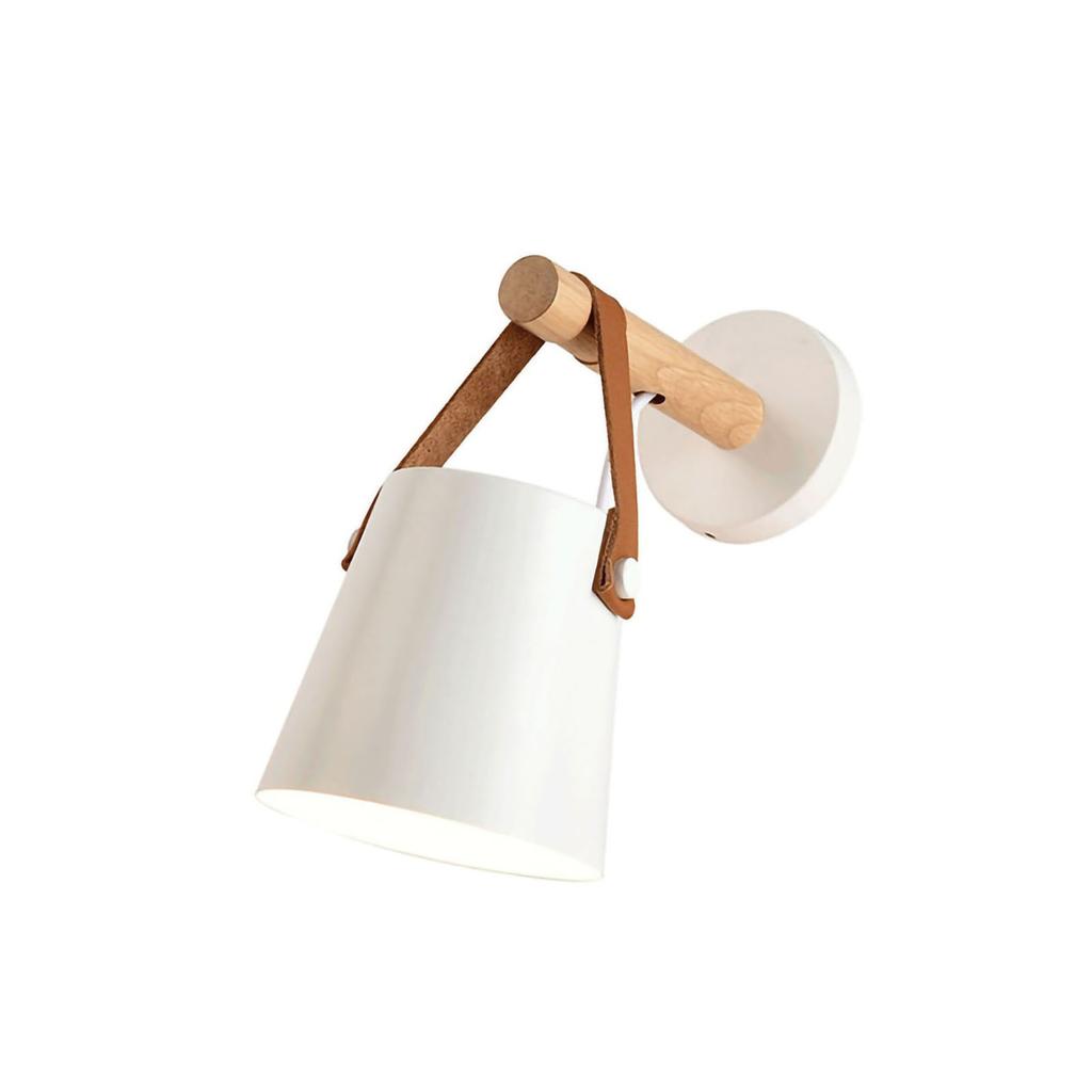 Vägglampa Trä Modern Enkel Stil Nattlampa Hemdekoration för Korridor Sängbord Vit