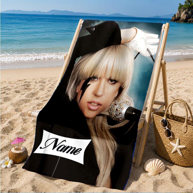Custom Name Beach Towel Lady Music Performance Microfiber Beach Towel, Lightweight for Summer Travel, Swimming Pool Fan Birthday Gift