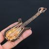 Natural Yellow Mookaite Handmade Copper Wire Wrap Guitar Pendant 4.53 R8h65