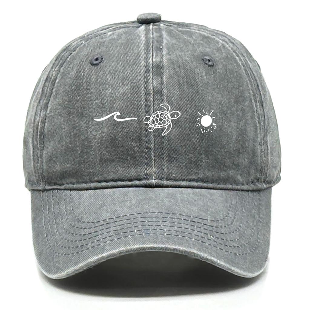 Waves Turtle Sun Print Unisex Snapback Baseball Hat Sports Hat All-season Adjustable Baseball Cap Perfect For Street Wear