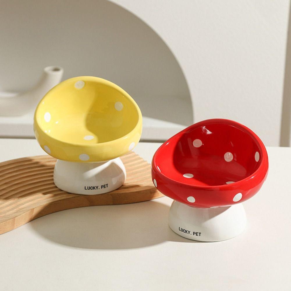 

Cute Pet High Foot Bowl Ceramic Dog Food Feeding Basin Pet Drinking Feeder Neck Protection чёрный