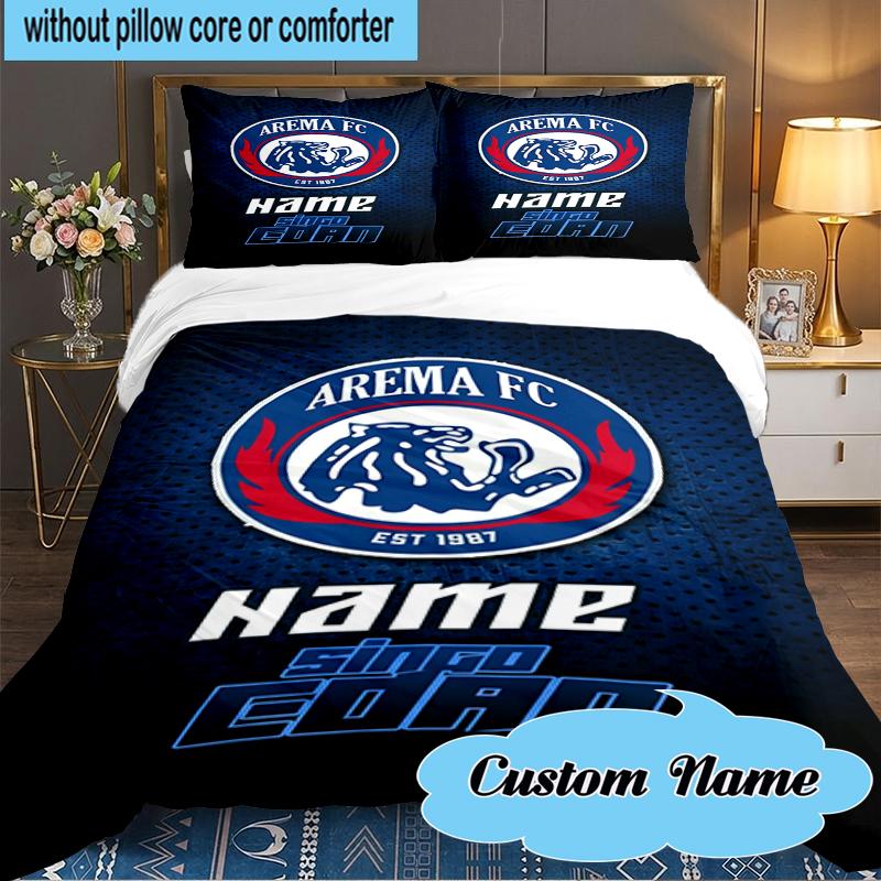 Custom Name Arema Crest Pride Bedding Set 3pcs, Bedding Set Including 1pc Duvet Cover And 2pcs Pillowcases for Bedroom, Dormitory Gift
