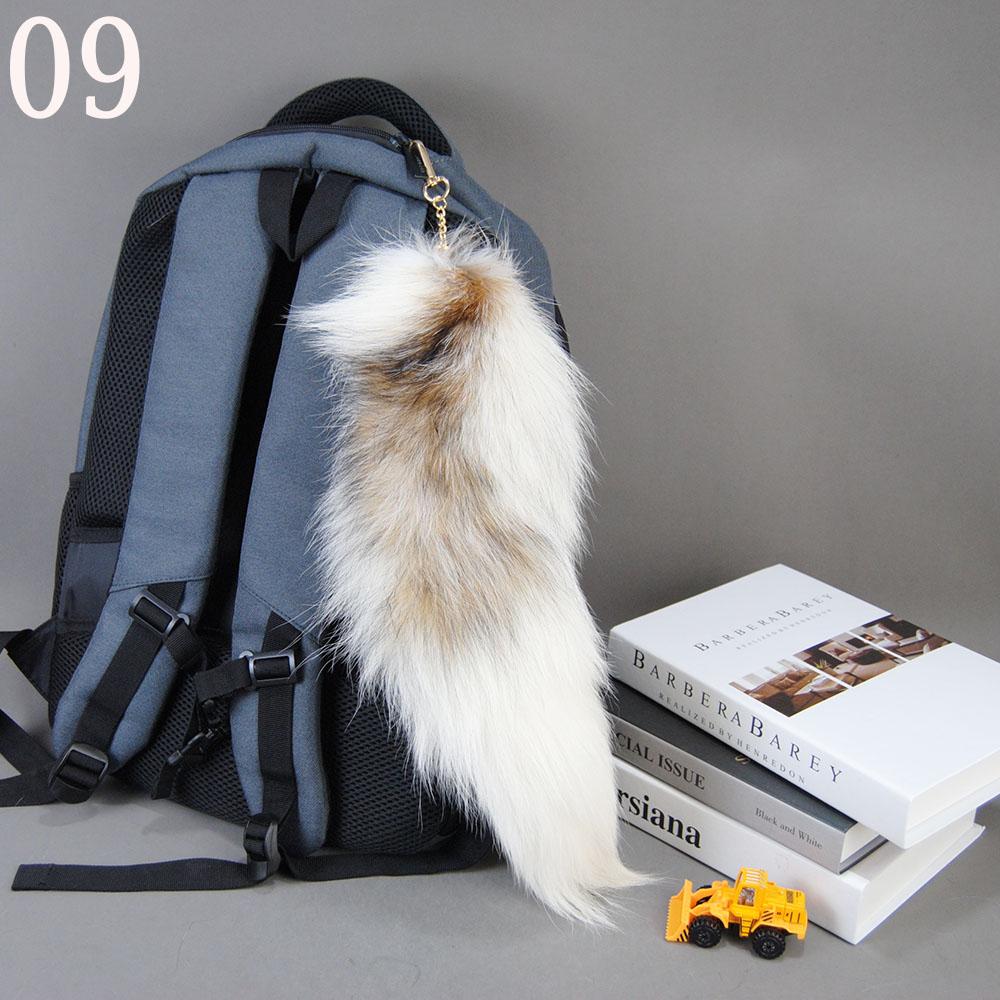 

Брелок из натурального лисьего хвоста для женщин и мужчин, помпон, индивидуальный кулон для сумки, держатель для ключей от машины, пушистый аксессуар, цепочка, шарм, подарок About 35-40cm