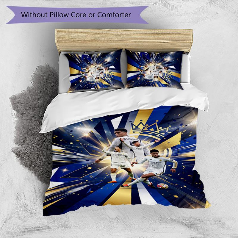 Set Lenzuola 3 Pezzi Stampato Jude Bellingham Traspirante Copripiumino con Federe Biancheria da Letto Decorativa per Camera da Letto Casa