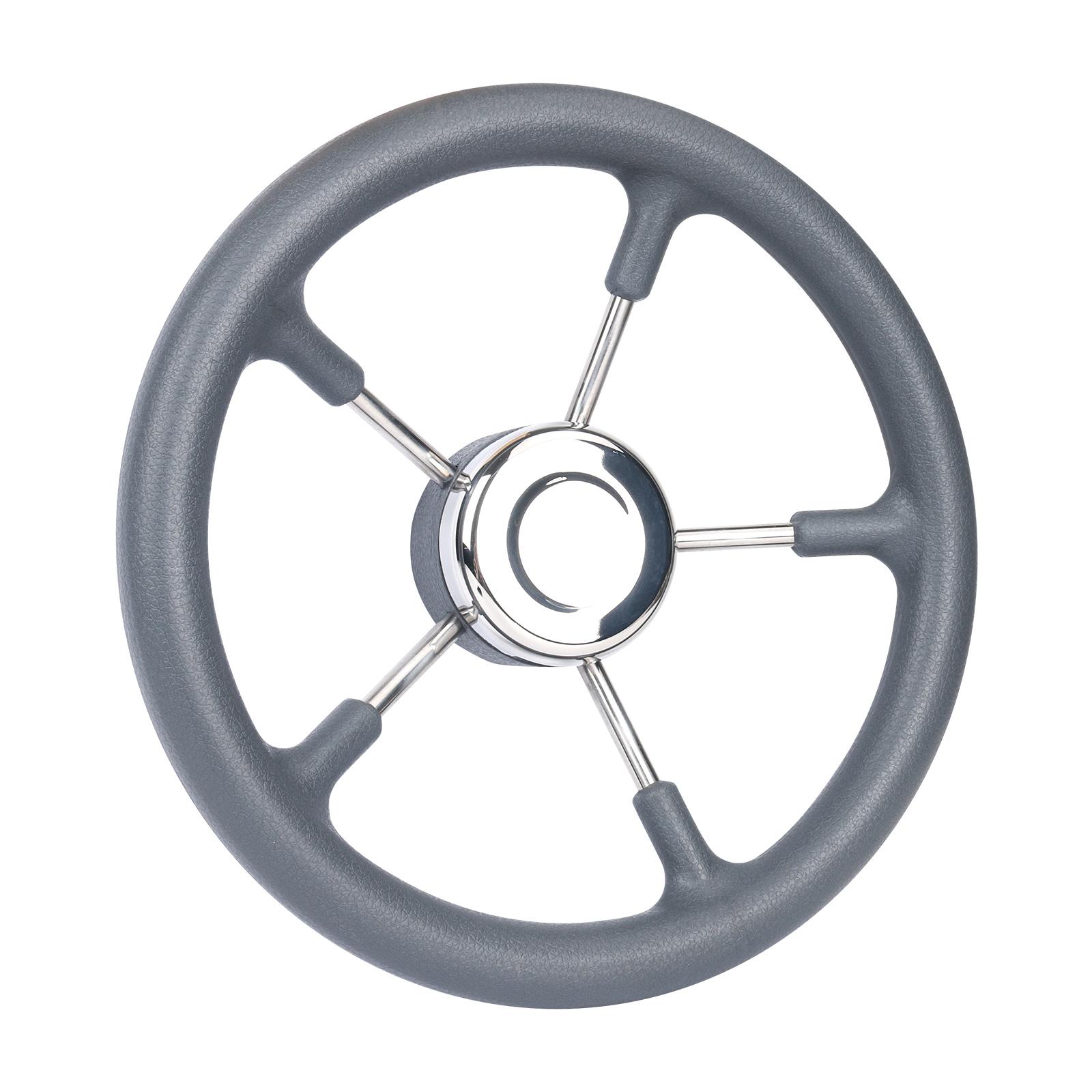 Boat Accessories Marine 13 Inch stainless steel 5 Spoke Destroyer Steering Wheel with Black Foam 9988SG