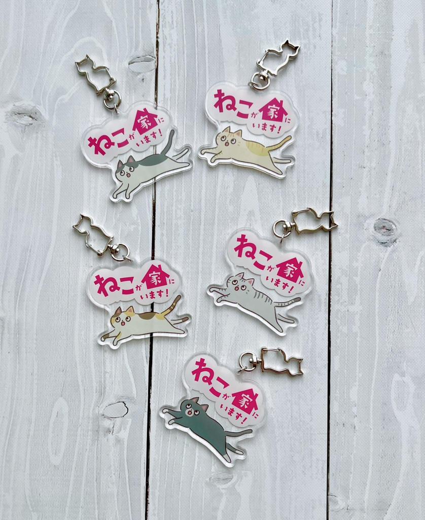 House cat keychain (brown tabby (white))