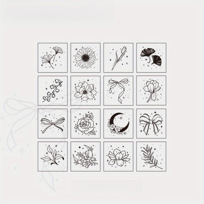 16pcs Wooden Rubber Stamp Set, Vintage Floral Botanical Stamps For Scrapbooking, Journaling, DIY Craft Stationery
