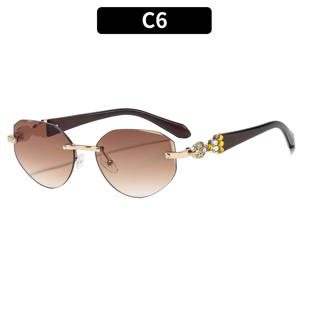 European and American frameless trimmed fashion polygon women's sunglasses personalized sunglasses street photography travel sunglasses