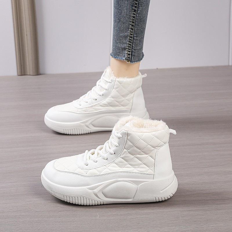 Snow cotton shoes new winter velvet thickened non-slip black sneakers waterproof high-top boots