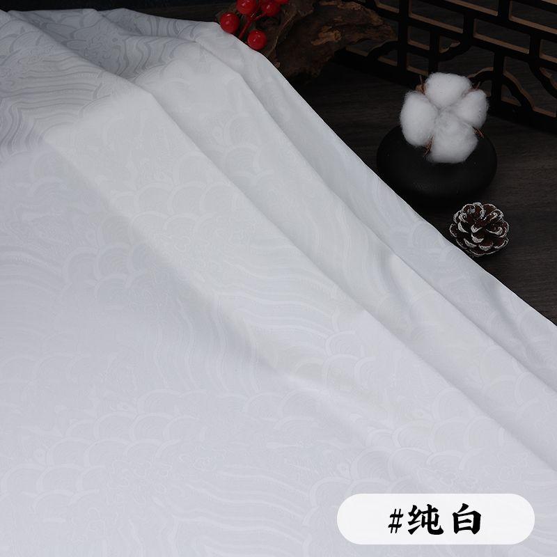 Wave Jacquard Fabric Micro Stretch Breathable By The Meter for Hanfu Dress Horse Face Skirt Sewing Anti Wrinkle Cloth White Red
