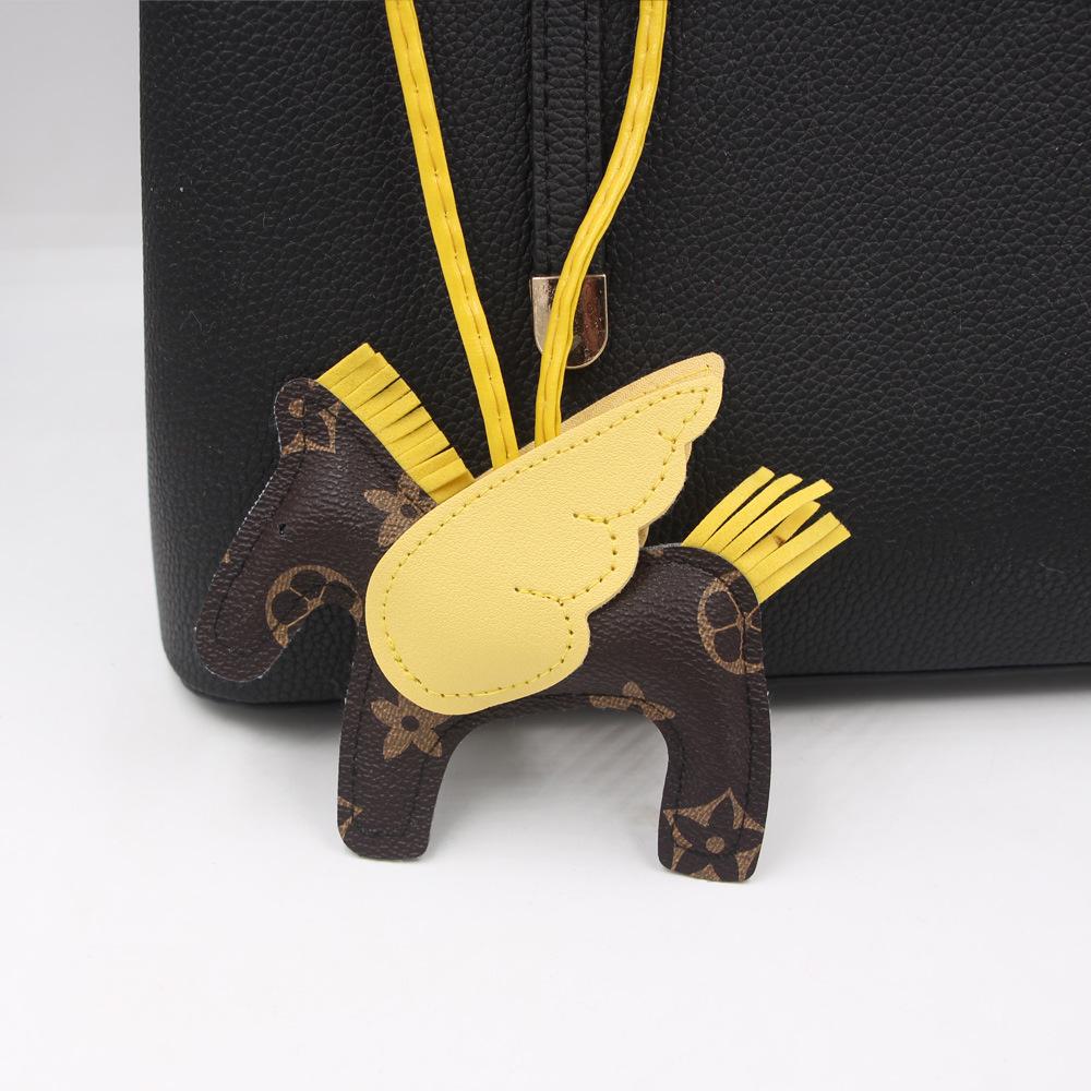 Pegasus Charm Tassel Keychain: Faux Leather Pony Backpack Accessory