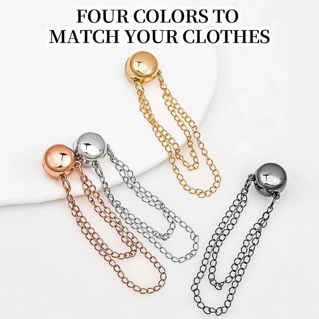 1Pc Multi-Function Magnetic Clothing Clip with Chain Metal Buttons Clip Clothes Scarf Trouser Legs Cuff Fixing Magnet Pin Decor