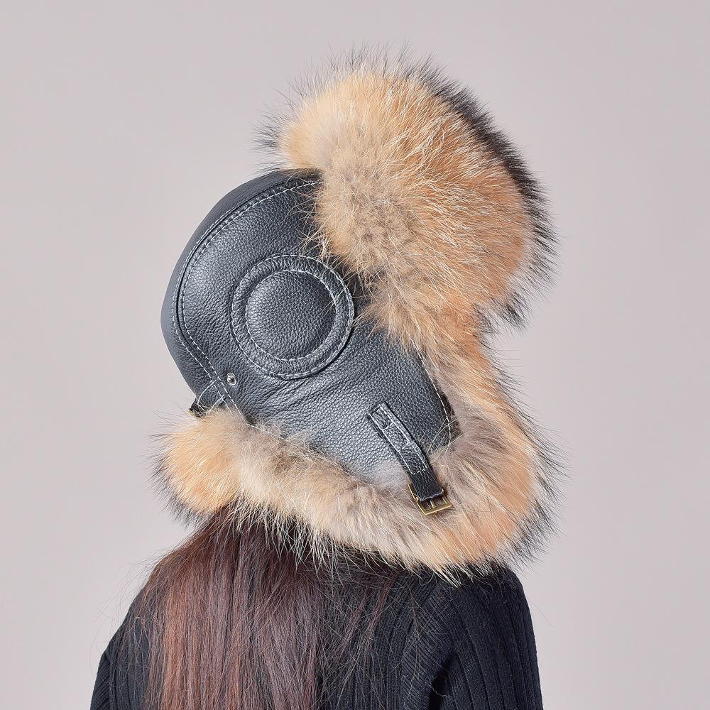 Fox hair Lei Feng hat women raccoon hair women winter middle-aged and elderly warm fur leather blizzard cotton hat winter