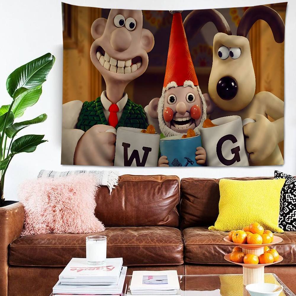 WWallace und GGromit Bedruckter Großer Wandteppich Kunst Science-Fiction Zimmer Heimdekoration Dekoration Decke