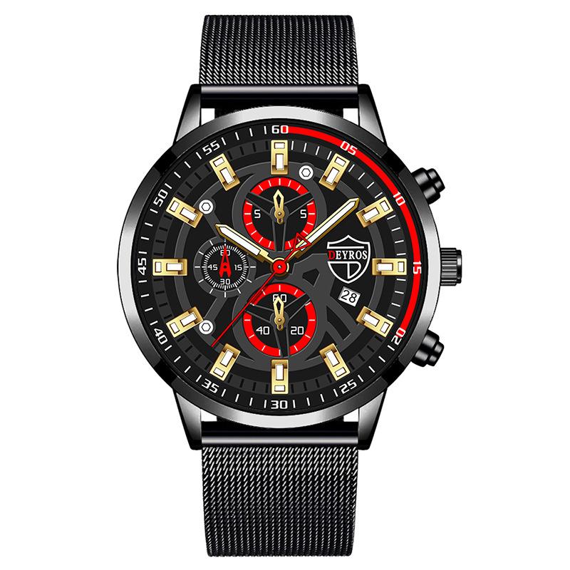 Men S Watch Stainless Steel Mesh Strap Luminous Calendar Quartz Watch