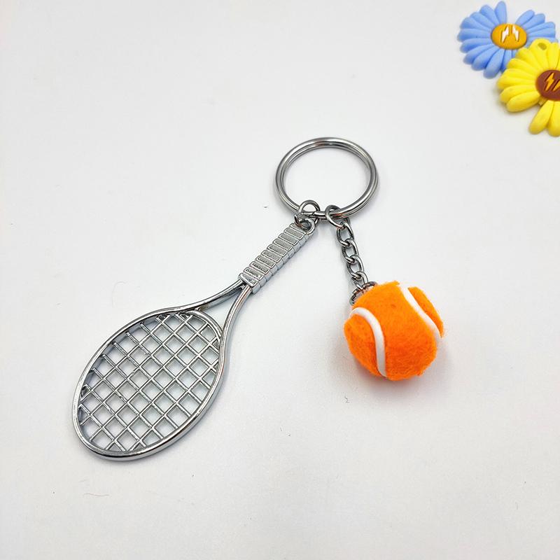 SCIONE Creative Alloy Tennis Key Chain DIY Sports Tennis Racket Pendant Mini Tennis Key Chain Two-piece Pendant Small Gift