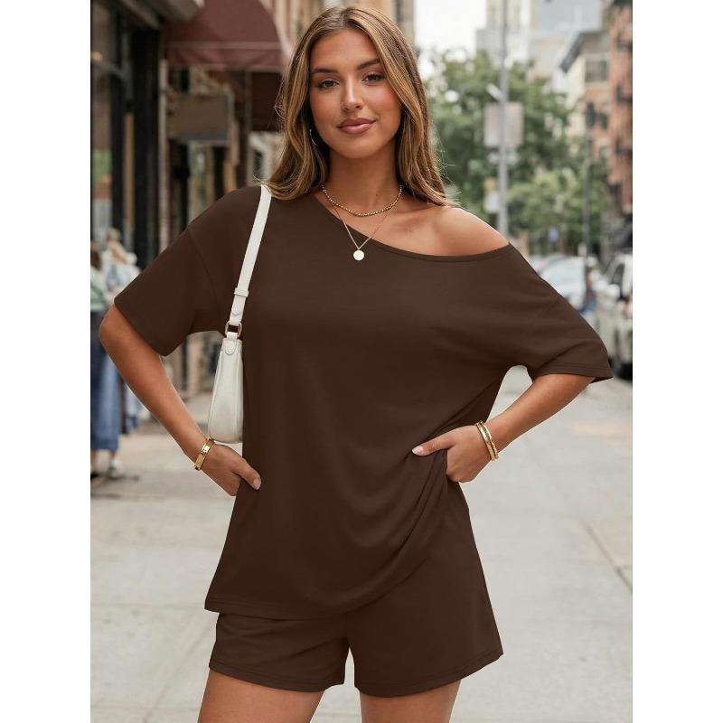 DICFY Women's Fashion Casual Summer Spring Short Sleeve Pants Suits