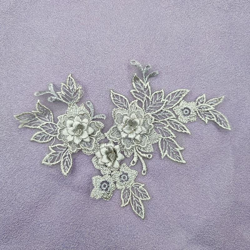 1pair Embroidered Three-dimensional Lace On Flower Wedding Dress Accessories DIY Lace Stickers Bridal Dress Decoration
