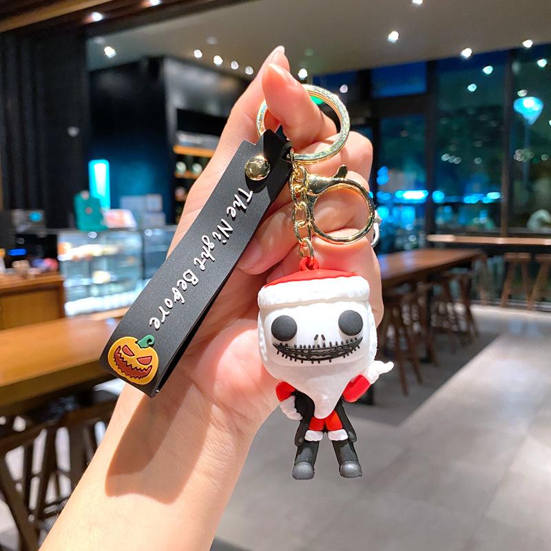 Mahjong Christmas Keychain Cute Couple Night Horror Pendant Decoration Car Key Chain Doll Cartoon Doll