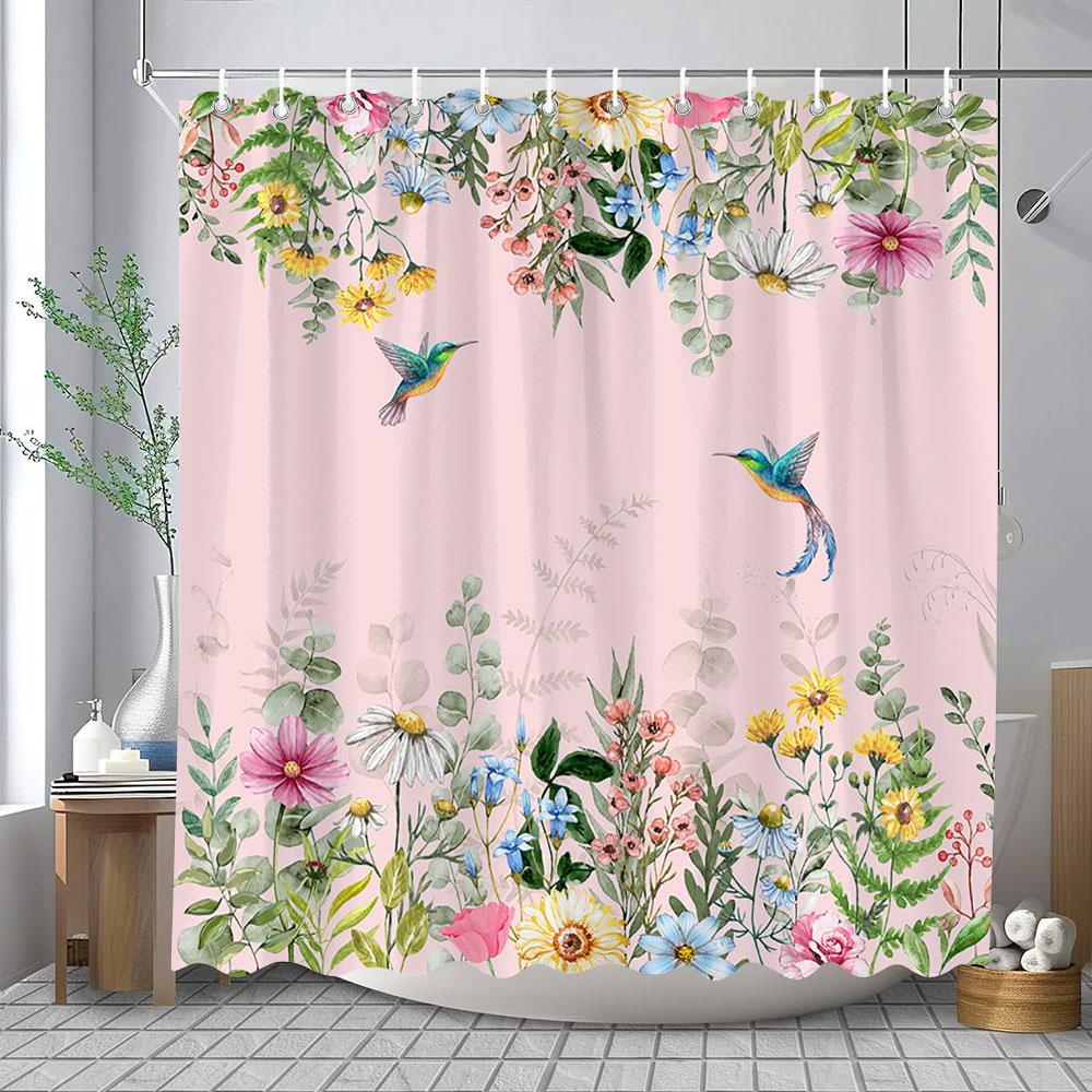 Shower Curtain For Bathroom Waterproof Sage Green Eucalyptus Leaves Spring Watercolor Plant Shower Curtains Bathroom Decoration