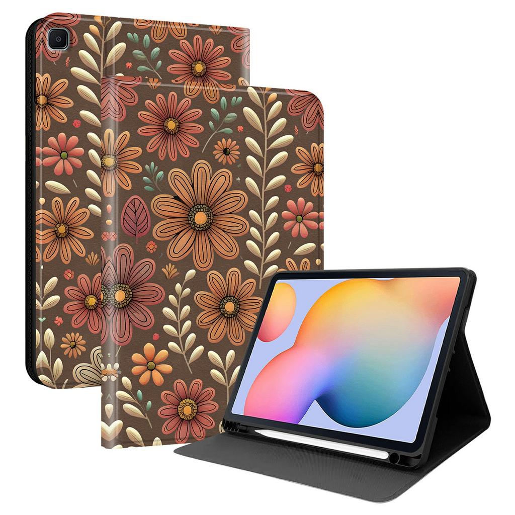 Pouzdro z PU kůže pro Samsung Galaxy Tab S6 Lite (2024) / Tab S6 Lite (2022) Potiskový kryt pro tablet se stojánkem a slotem na pero (Stylus není součástí balení)