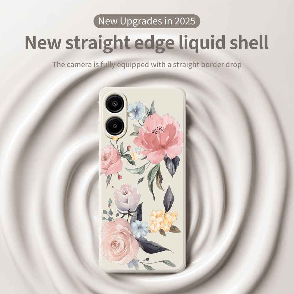 For Samsung Galaxy A07 4G Case Big Flowers Pattern Printing Straight Edge TPU Phone Back Cover