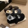 Velcro Gray Fluffy Shoes for Women's Winter Wear New Velvet Single Shoes Warm Cotton Shoes Flat Mary Jane Doudou Shoes
