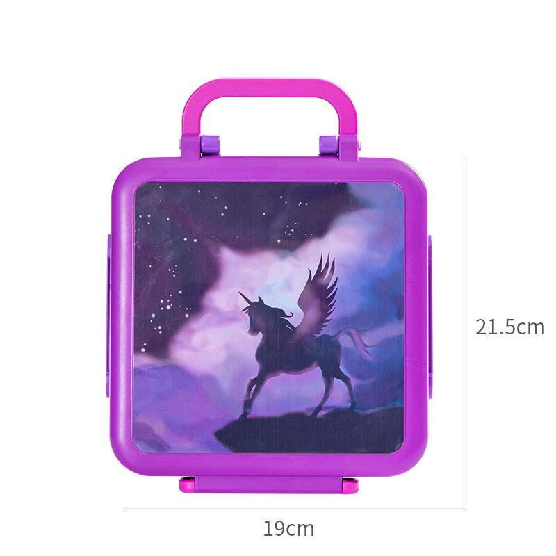 Lunchbox Kids School Portable Kids Lunch Box with Cutlery Cartoon Bento Box with Stainless Steel Soup Bowl Removable Divider