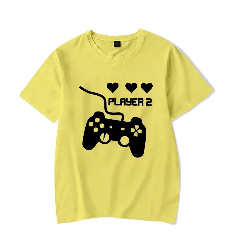 Couple T Shirt Layer 1 and Player 2 Game Graphic Tshirts Harajuku Men Women Tee Shirt Summer Short Sleeve Lovers Couple T-shirt