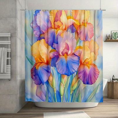 Watercolor Floral Arrangement Shower Curtain , Durable Polyester, Easy Clean, for Bathroom Decor