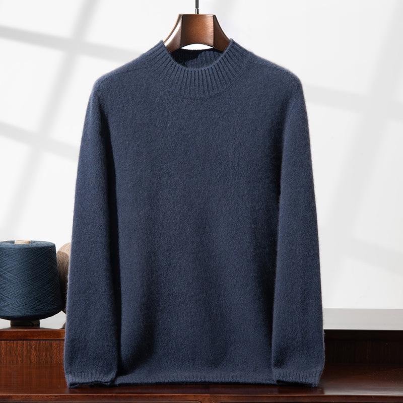 Men's High Neck Thickened Cashmere Sweater: Loose Fit, Plus Size, Warm Knit Base Layer for Autumn/Winter.