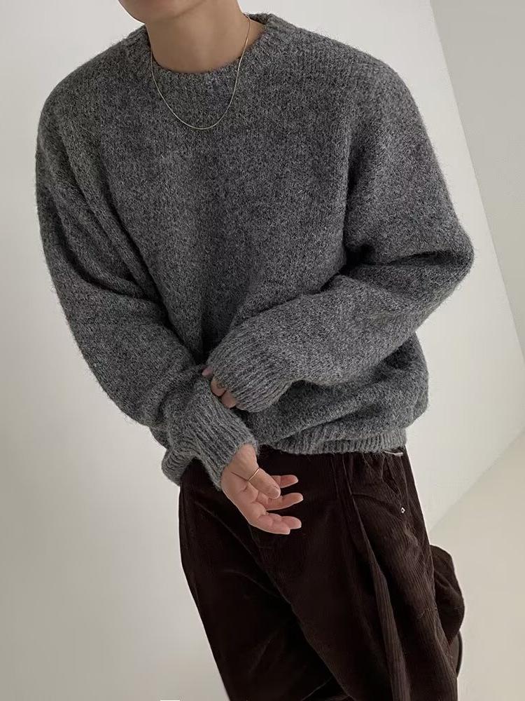 Maglione da uomo in mohair stile coreano autunnale: Maglione Trendy Girocollo Largo
