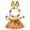 6pcs Set 30CM Single-layer Grass Skirt Wreath Pineapple Glasses Festival Party Atmosphere Performance Outfit Combination Set