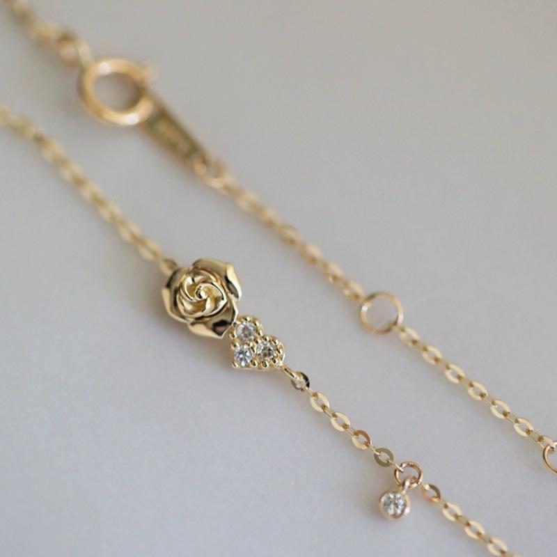 S925 Loving Heart In Sterling Silver Rose Bracelet Female Niche Japanese and Korean Exquisite and Versatile Diamond-Embedded Slim Bracelet