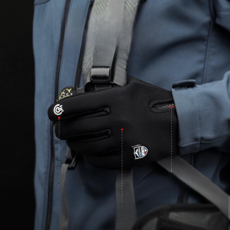 Guanti da Ciclismo Invernali da Uomo Antivento e Impermeabili con Touchscreen e Cerniera - Interno in Velluto Sci DB24