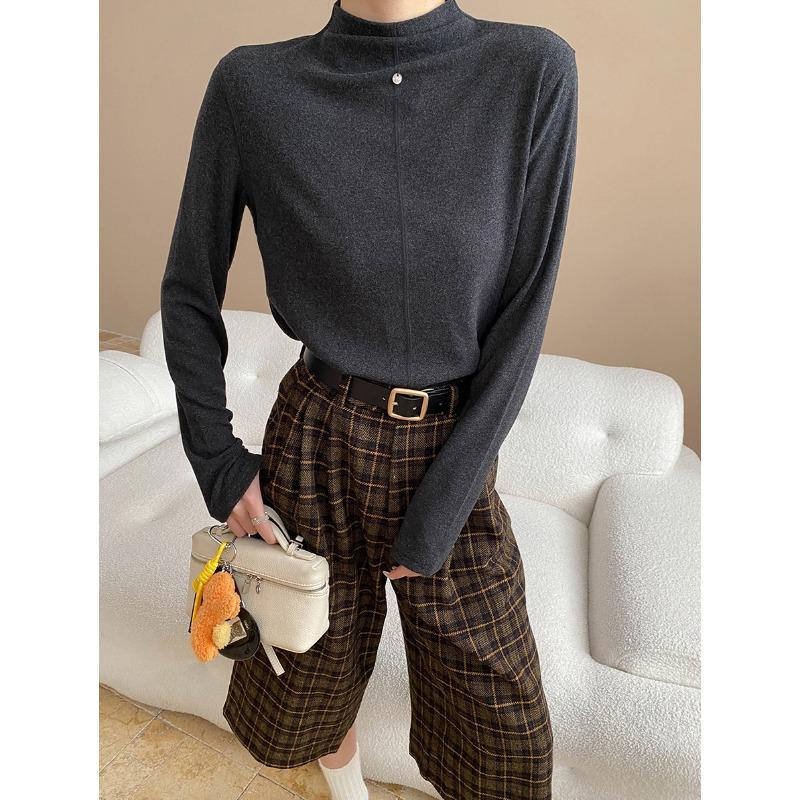 

Sinan Reversible Soft Brushed Half-High Collar Split Seam T-Shirt SN8239 One Size темно-серого