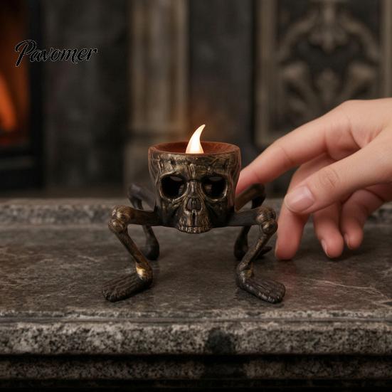 Battery Operated Lamps Halloween Pumpkin Night Light, LED Spooky Skeleton Desk Lamp, Electric Decorative Lights Candle Light for Holiday Party