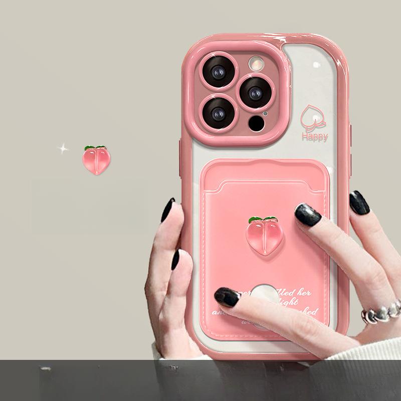 

Чохол для мобільного телефону Apple 15 для жінок IPhone 14pro Персикова лялька Відділення для карток Ремінець 13/12 Покращений захист від падінь iphone 13