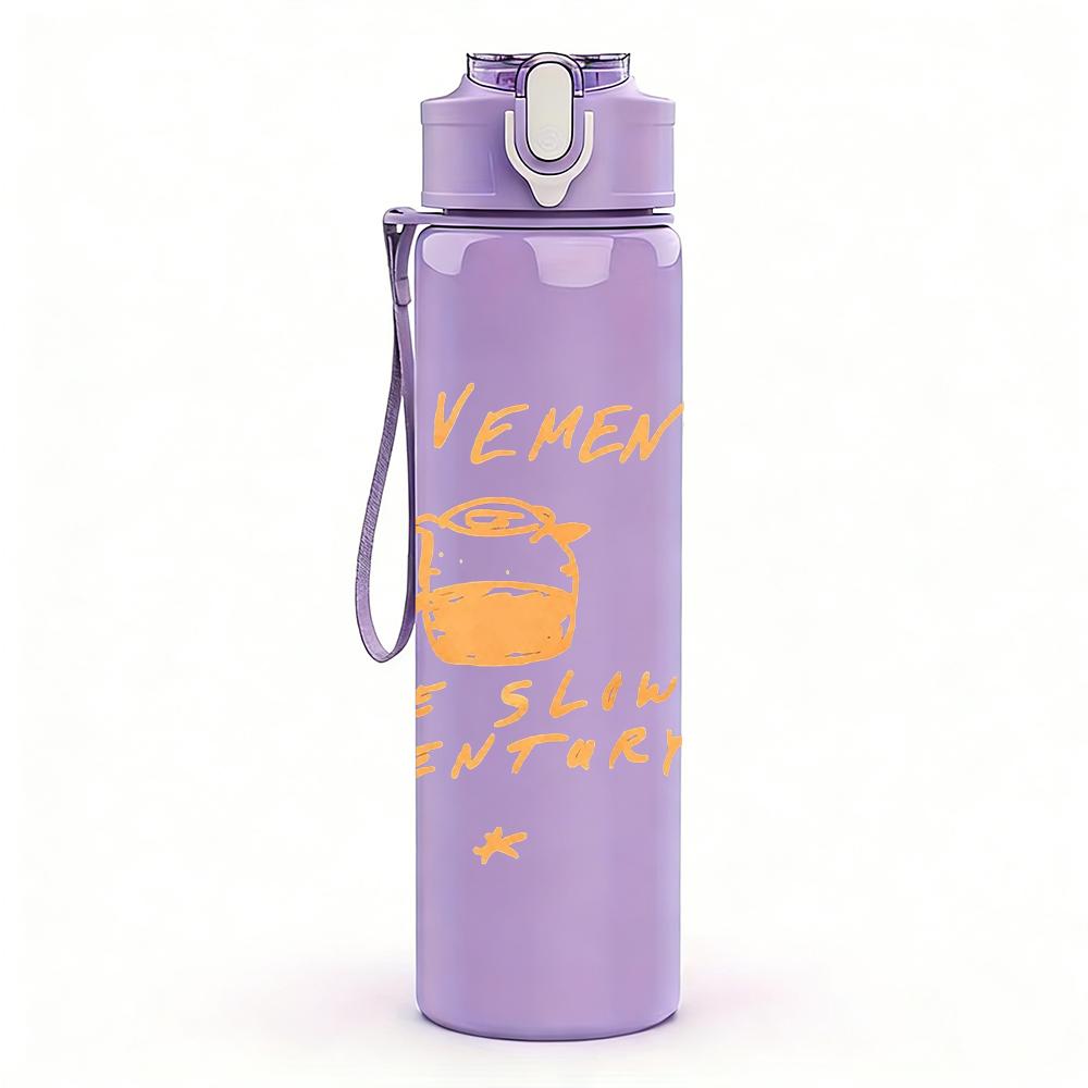 1PC All them witches dark band text print 750ml colorful plastic sports water bottle leakproof pop up lid with straw for outdoor work home use