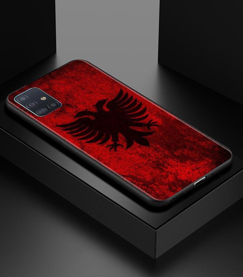Albania Flag Bear Skeleton Phone Case for Samsung Galaxy A51 A71 A21S A12 A11 A31 A52 A41 A32 5G A72 A02S Silicon Back Cover