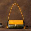 Underarm Baotou Layer Leather Countercolor Handbag Retro Simple Baguette Bag Retro Women's Bag