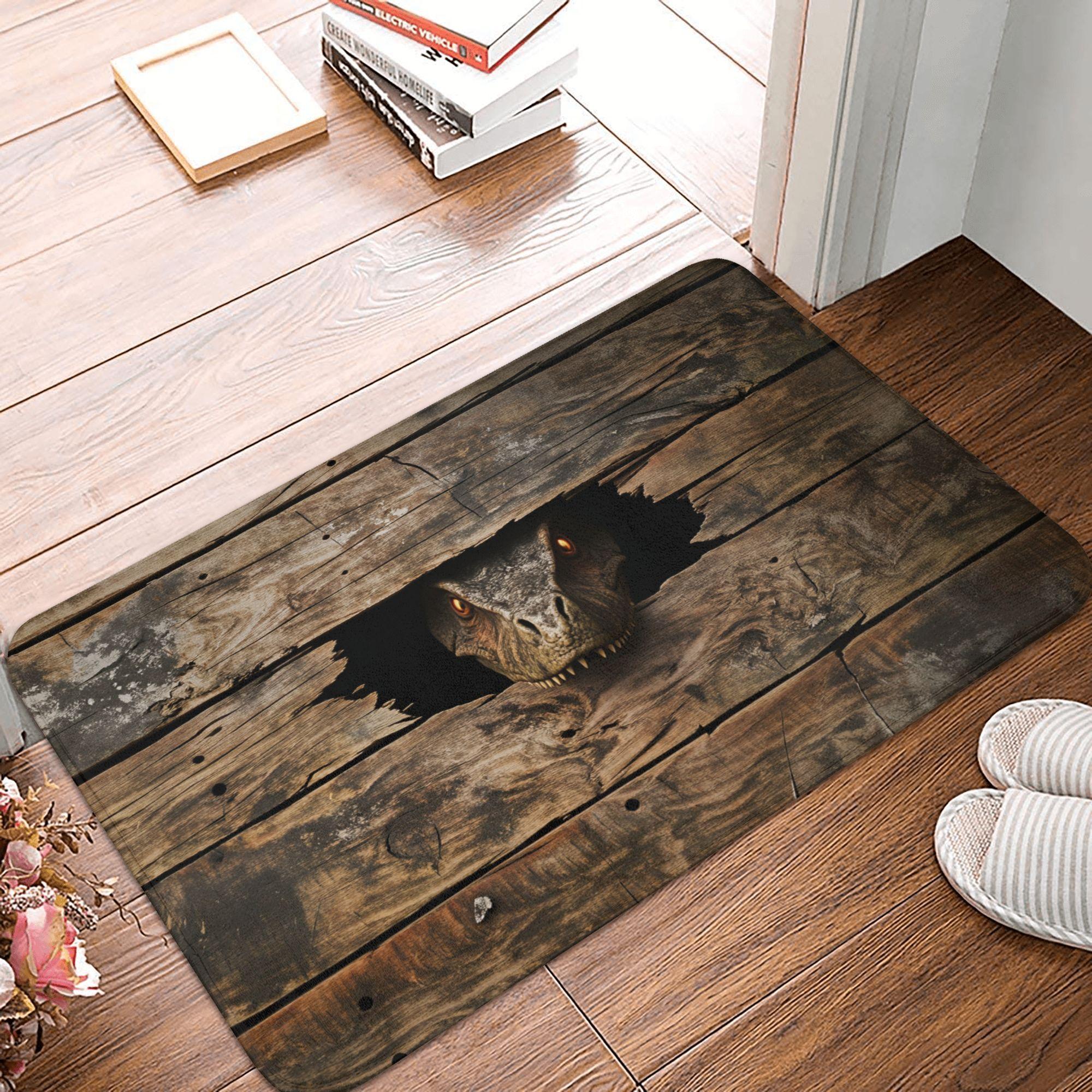 

2D Динозавр Грызет Открытую Доску Забавный Коврик для Входной Двери Противоскользящий Внутренний Быстросохнущий Коврик для Двери Кухни Спальни Прихожей Ковер 40cmx60cm