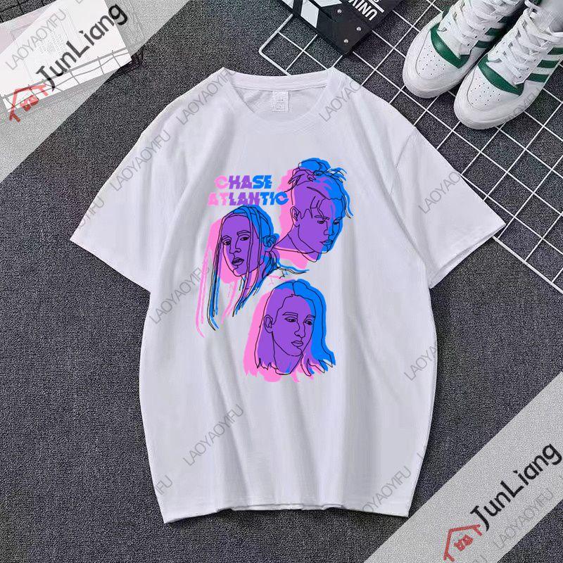 Band CHASE ATLANTIC Tour 2025 Tshirt Summer Shortsleeved Mens Tshirt The hiphop rock and gothic style clothing of the fans