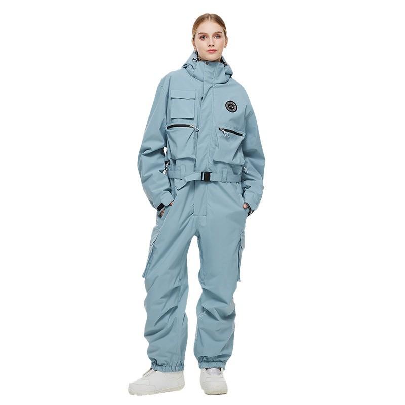 Unisex Waterproof One-Piece Ski Suit, Loose Fit, American-Style, Warm for 24-25 Snow Season